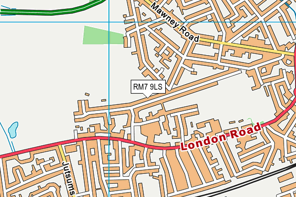 RM7 9LS map - OS VectorMap District (Ordnance Survey)