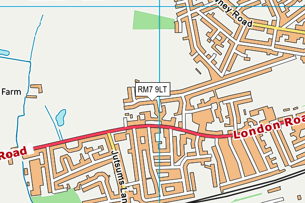RM7 9LT map - OS VectorMap District (Ordnance Survey)