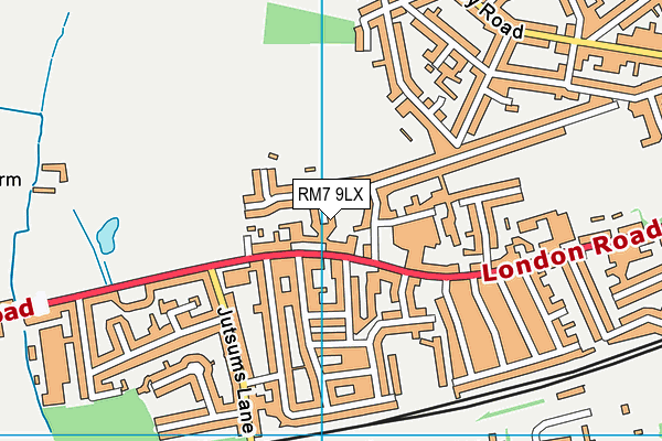 RM7 9LX map - OS VectorMap District (Ordnance Survey)
