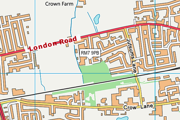 RM7 9PB map - OS VectorMap District (Ordnance Survey)