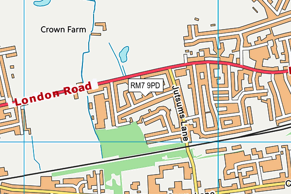 RM7 9PD map - OS VectorMap District (Ordnance Survey)
