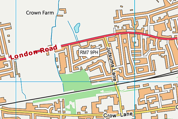 RM7 9PH map - OS VectorMap District (Ordnance Survey)