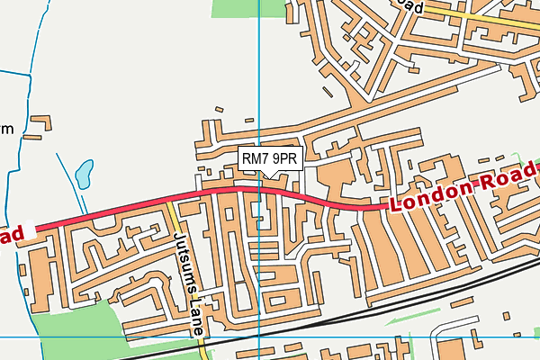 RM7 9PR map - OS VectorMap District (Ordnance Survey)