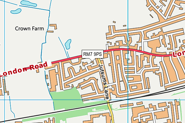 RM7 9PS map - OS VectorMap District (Ordnance Survey)