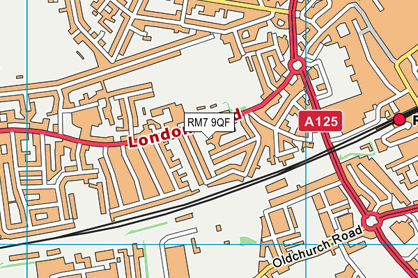 RM7 9QF map - OS VectorMap District (Ordnance Survey)