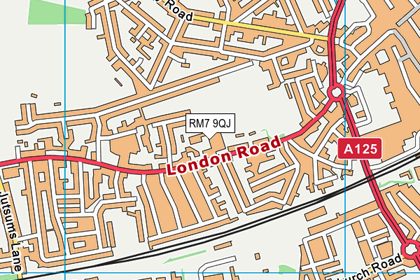 RM7 9QJ map - OS VectorMap District (Ordnance Survey)