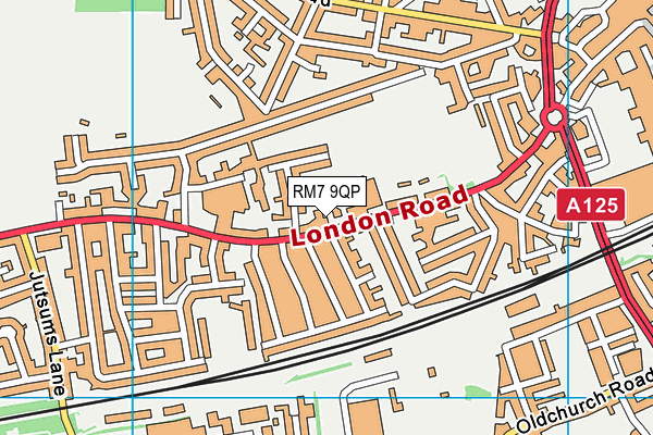 RM7 9QP map - OS VectorMap District (Ordnance Survey)