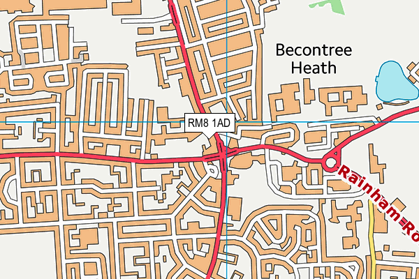 RM8 1AD map - OS VectorMap District (Ordnance Survey)