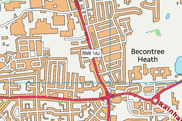 RM8 1AJ map - OS VectorMap District (Ordnance Survey)