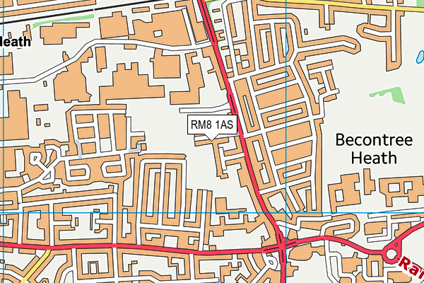 RM8 1AS map - OS VectorMap District (Ordnance Survey)