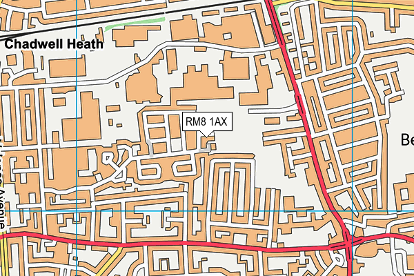 RM8 1AX map - OS VectorMap District (Ordnance Survey)