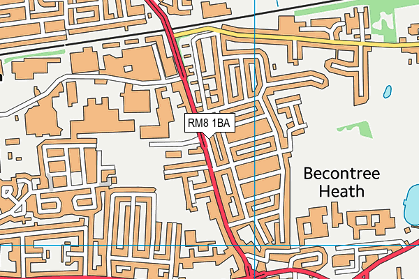 RM8 1BA map - OS VectorMap District (Ordnance Survey)