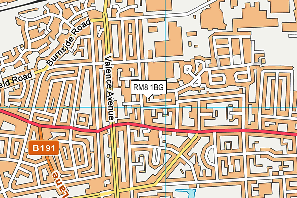 RM8 1BG map - OS VectorMap District (Ordnance Survey)