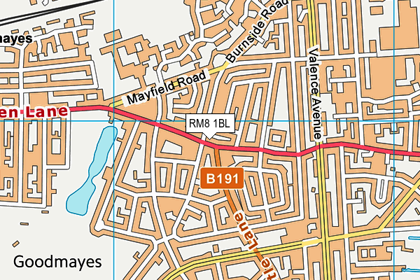 RM8 1BL map - OS VectorMap District (Ordnance Survey)
