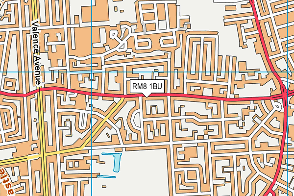 RM8 1BU map - OS VectorMap District (Ordnance Survey)