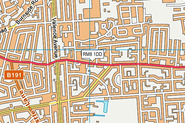 RM8 1DD map - OS VectorMap District (Ordnance Survey)