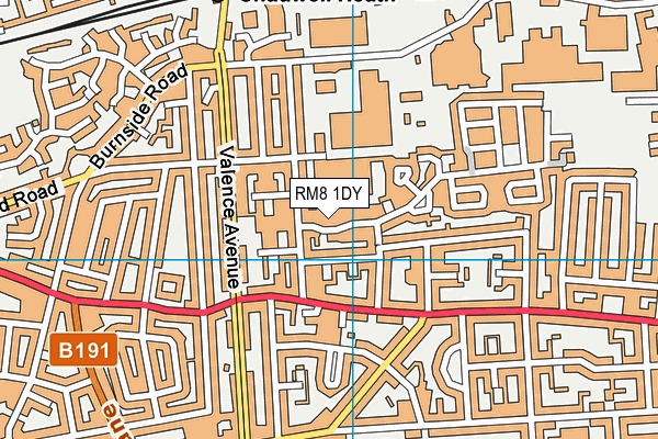 RM8 1DY map - OS VectorMap District (Ordnance Survey)