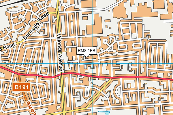 RM8 1EB map - OS VectorMap District (Ordnance Survey)