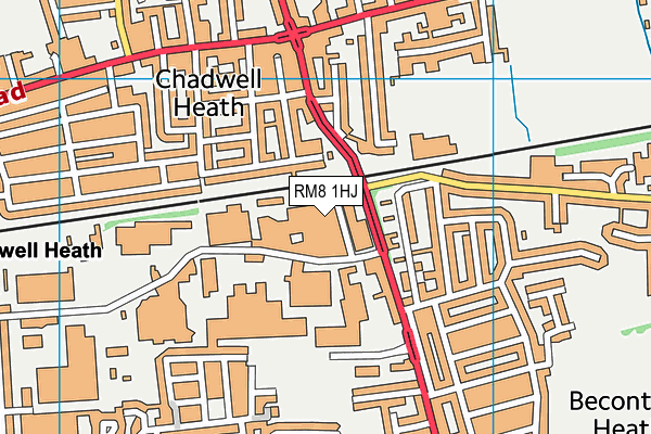 RM8 1HJ map - OS VectorMap District (Ordnance Survey)