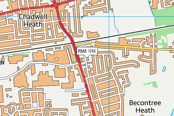 RM8 1HX map - OS VectorMap District (Ordnance Survey)