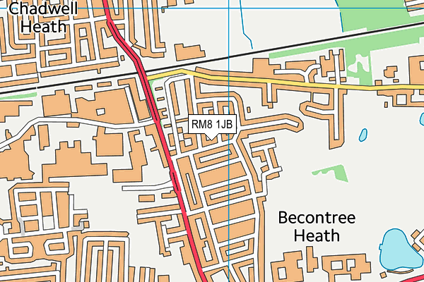 RM8 1JB map - OS VectorMap District (Ordnance Survey)