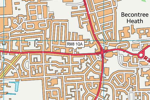 RM8 1QA map - OS VectorMap District (Ordnance Survey)