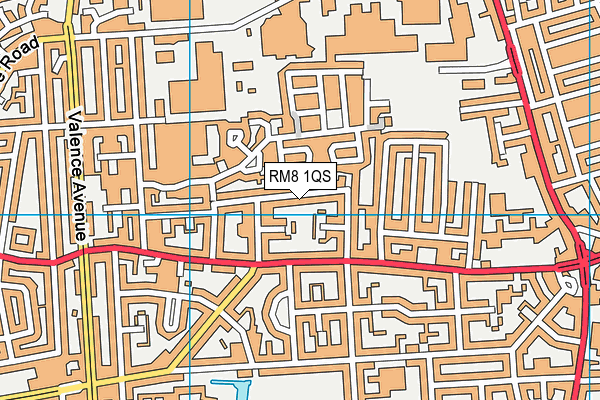 RM8 1QS map - OS VectorMap District (Ordnance Survey)