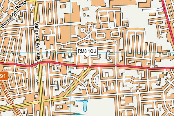 RM8 1QU map - OS VectorMap District (Ordnance Survey)