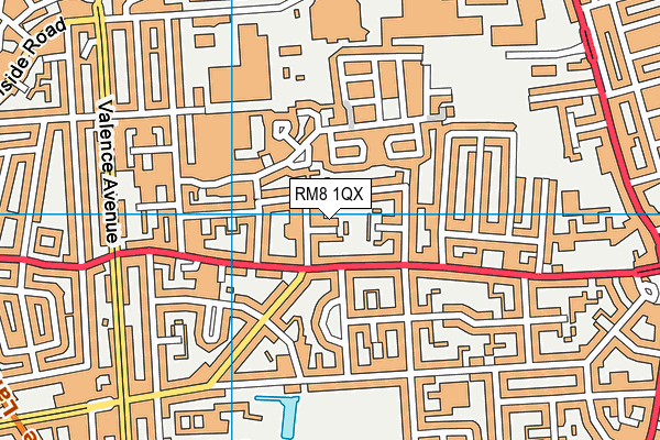 RM8 1QX map - OS VectorMap District (Ordnance Survey)