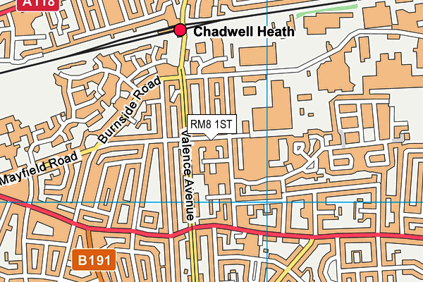 RM8 1ST map - OS VectorMap District (Ordnance Survey)