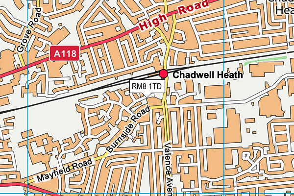 RM8 1TD map - OS VectorMap District (Ordnance Survey)