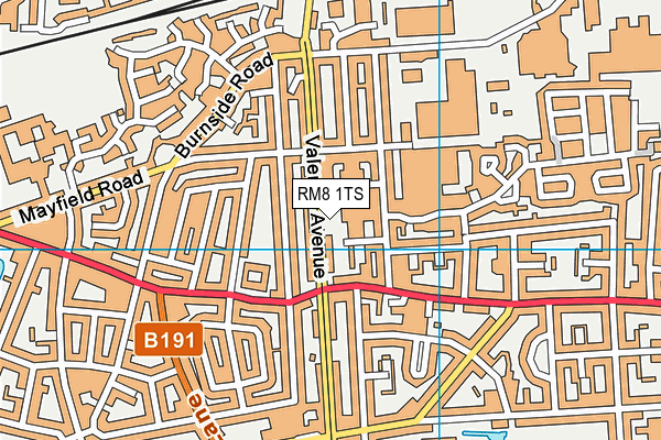 RM8 1TS map - OS VectorMap District (Ordnance Survey)
