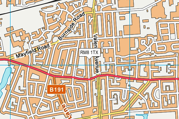 RM8 1TX map - OS VectorMap District (Ordnance Survey)