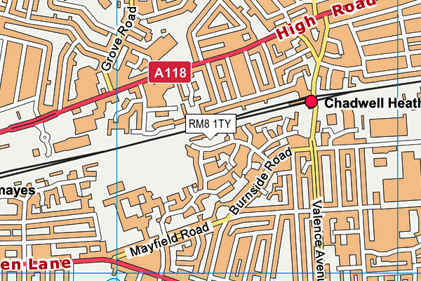 RM8 1TY map - OS VectorMap District (Ordnance Survey)