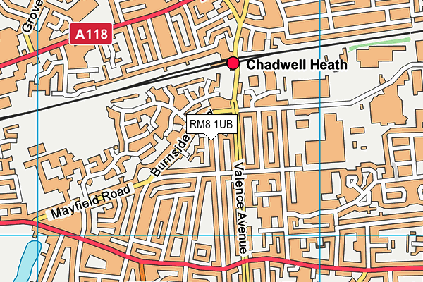 RM8 1UB map - OS VectorMap District (Ordnance Survey)