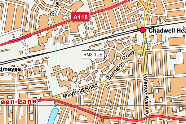 RM8 1UE map - OS VectorMap District (Ordnance Survey)