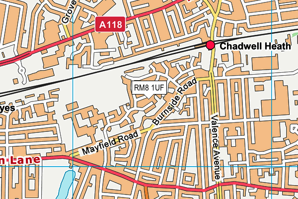 RM8 1UF map - OS VectorMap District (Ordnance Survey)