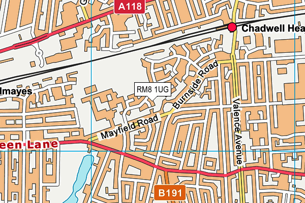 RM8 1UG map - OS VectorMap District (Ordnance Survey)