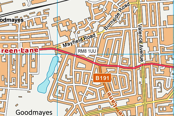 RM8 1UU map - OS VectorMap District (Ordnance Survey)