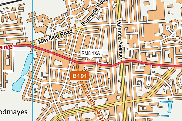 RM8 1XA map - OS VectorMap District (Ordnance Survey)