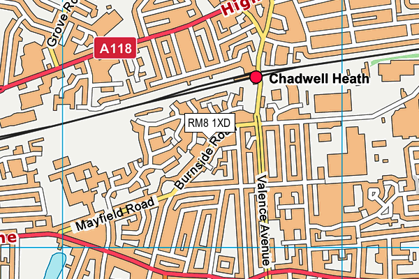 RM8 1XD map - OS VectorMap District (Ordnance Survey)