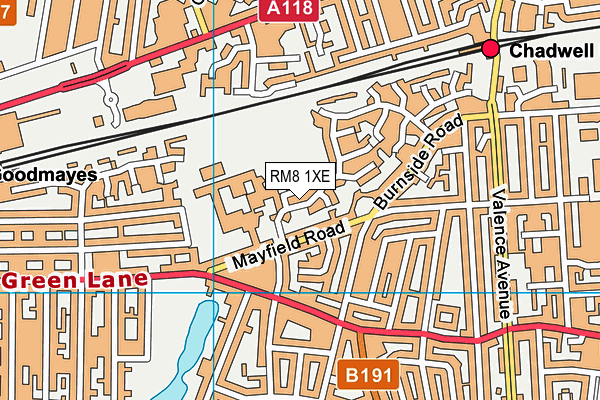 RM8 1XE map - OS VectorMap District (Ordnance Survey)