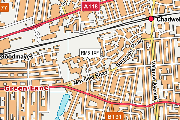 RM8 1XF map - OS VectorMap District (Ordnance Survey)