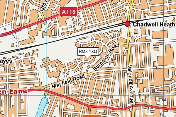 RM8 1XQ map - OS VectorMap District (Ordnance Survey)