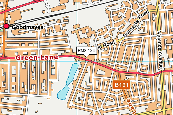 RM8 1XU map - OS VectorMap District (Ordnance Survey)