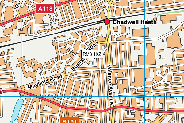 RM8 1XZ map - OS VectorMap District (Ordnance Survey)