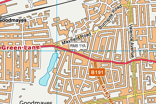 RM8 1YA map - OS VectorMap District (Ordnance Survey)