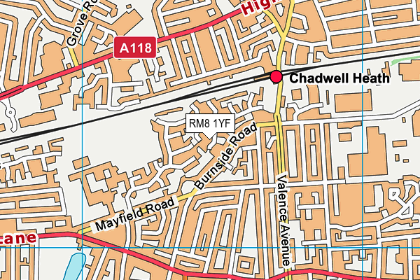 RM8 1YF map - OS VectorMap District (Ordnance Survey)