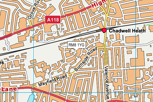 RM8 1YG map - OS VectorMap District (Ordnance Survey)
