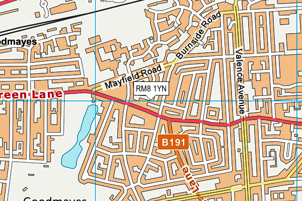 RM8 1YN map - OS VectorMap District (Ordnance Survey)